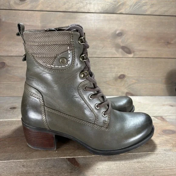 earth denali anchor womens size 7.5 shoes green leather heel combat boots - Picture 2 of 11